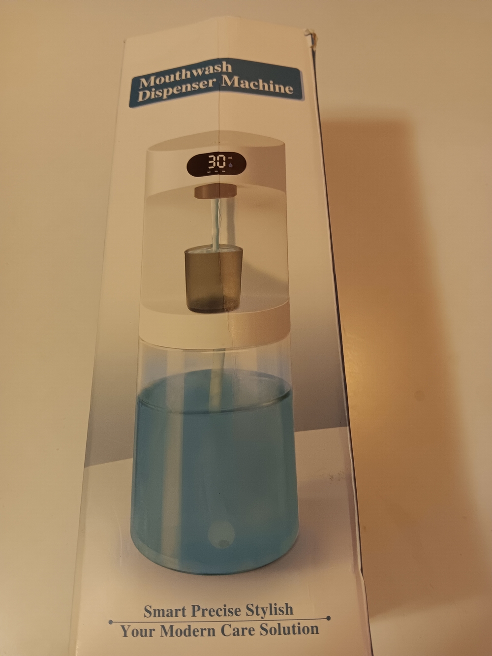 MHI Mouthwash Dispenser Machine in White and Blue